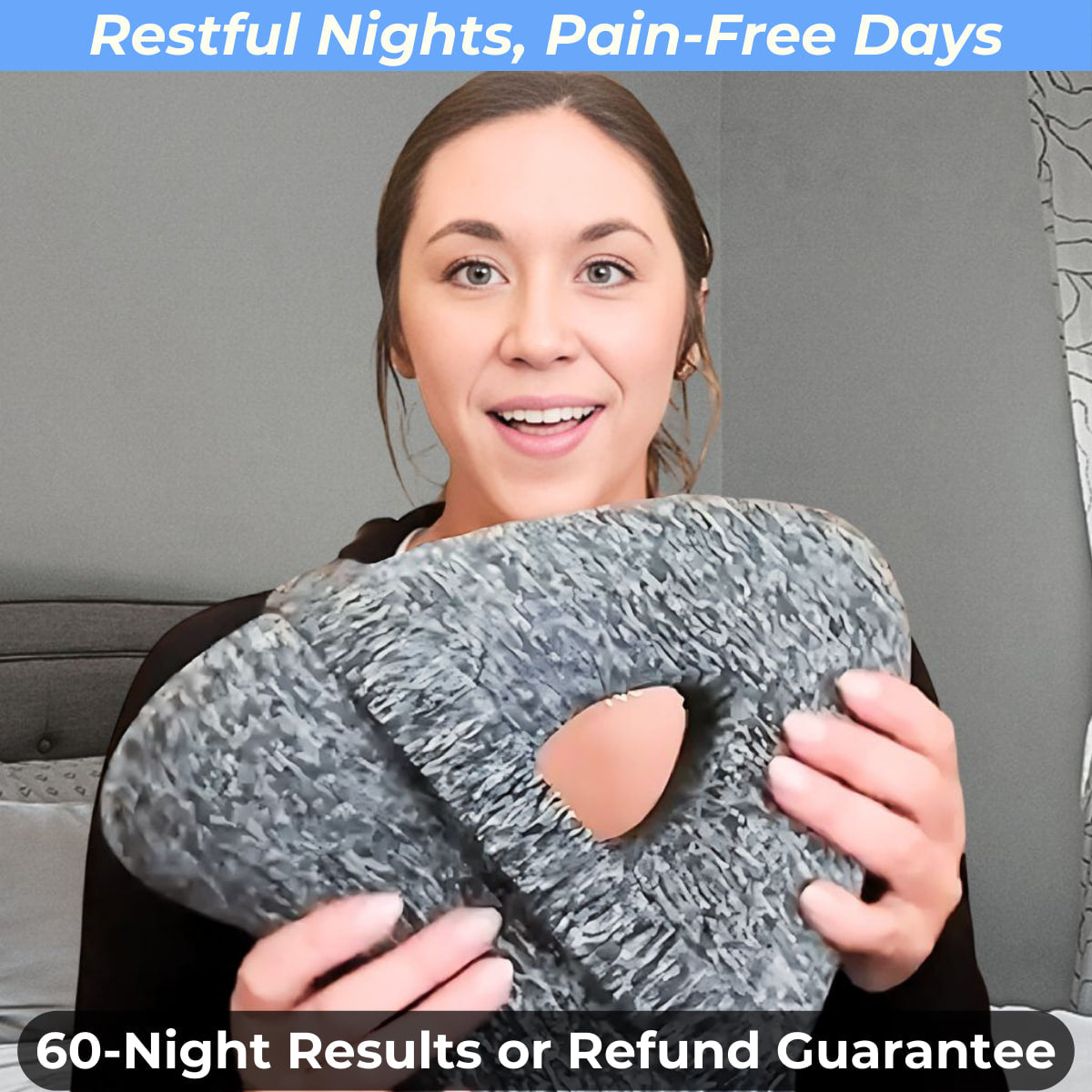 Navy Aurenza Shop alignment pillow with ergonomic design for neck and back support, shown on a neutral background.