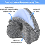 Navy Aurenza Shop Alignment Pillow with ergonomic design for neck and spinal support, soft fabric cover.