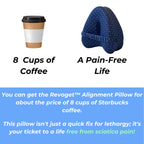 Navy Aurenza Shop alignment pillow with ergonomic shape for neck and back support, made of soft, plush fabric.