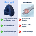 Navy Aurenza Shop alignment pillow with ergonomic shape for neck and shoulder support, made of soft, durable fabric.