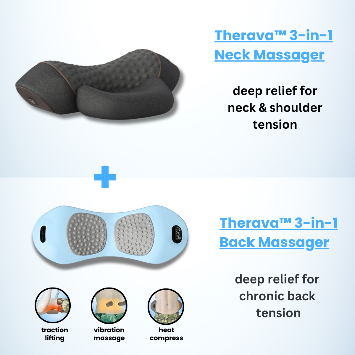 Aurenza Therava 3-in-1 neck massager with ergonomic design and adjustable settings for soothing neck relief.