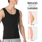 Men's SlimZ gynecomastia compression tank top by Aurenza Shop, black fit with supportive fabric and sleeveless design.