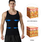 Men's SlimZ gynecomastia compression tank top by Aurenza Shop, black, snug fit, designed to flatten the chest area.