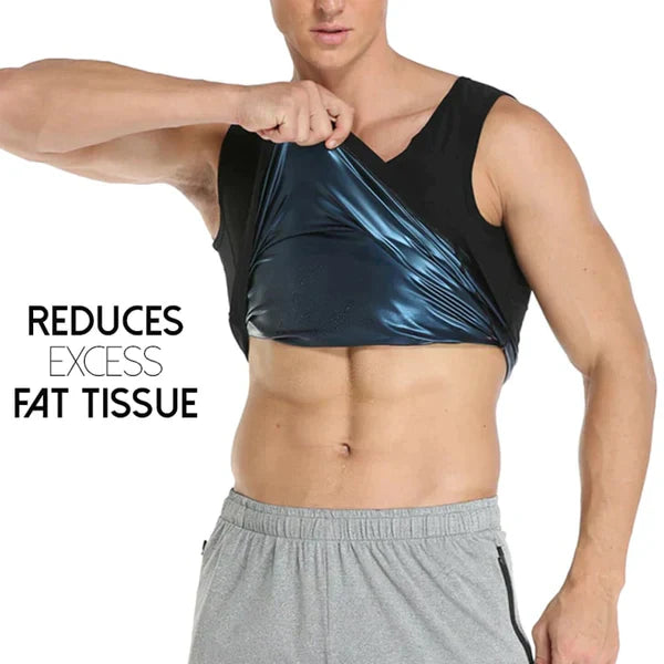 Men's SlimZ gynecomastia compression tank top by Aurenza Shop, black, fitted design for chest support and shaping.