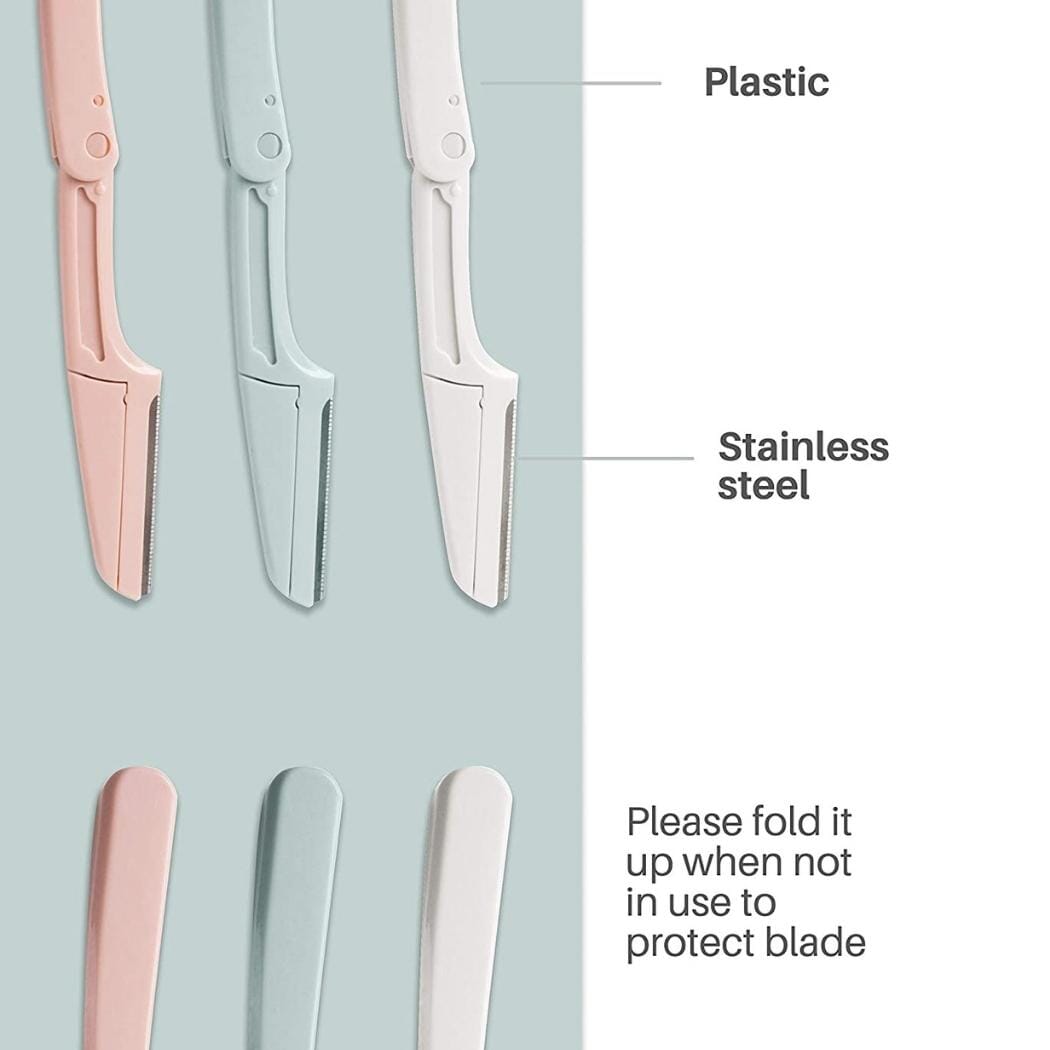 Pack of 3 Aurenza Shop eyebrow and face razors with precision blades for gentle hair removal and grooming.