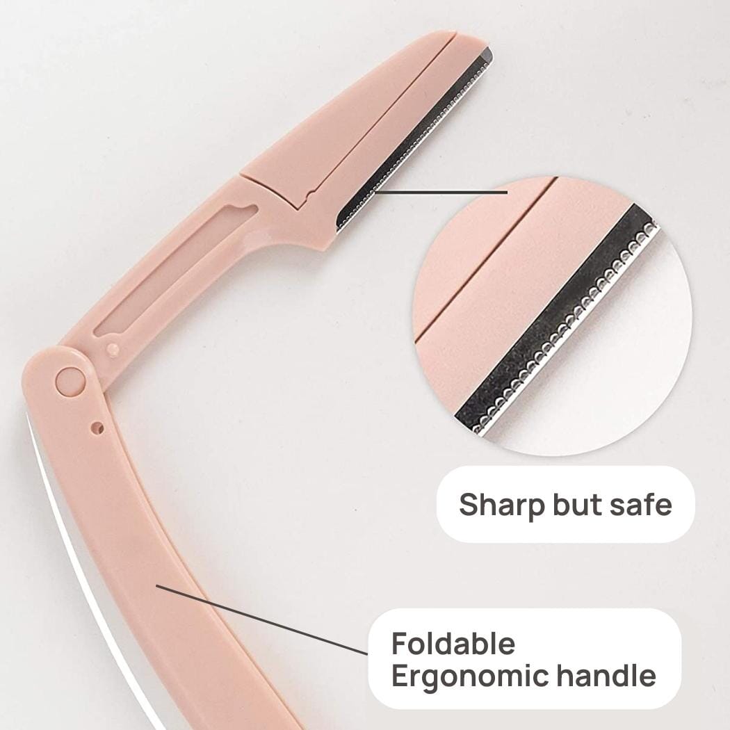 Pack of 3 Aurenza Shop eyebrow and face razors showing sleek metal blades and ergonomic handles for precise hair removal.