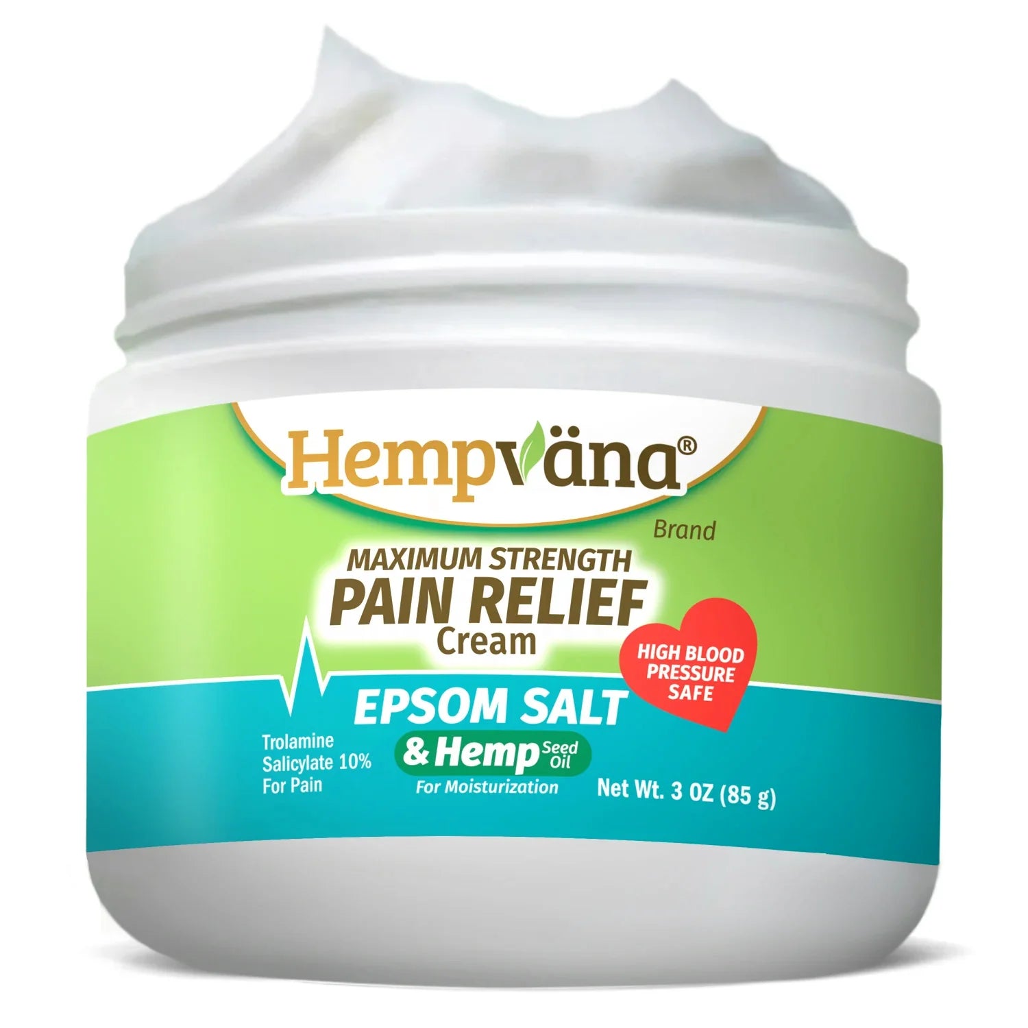 Aurenza Shop Epsom Salt Pain Relief Cream jar with label, showcasing a soothing topical pain relief cream for muscle and joint relief.