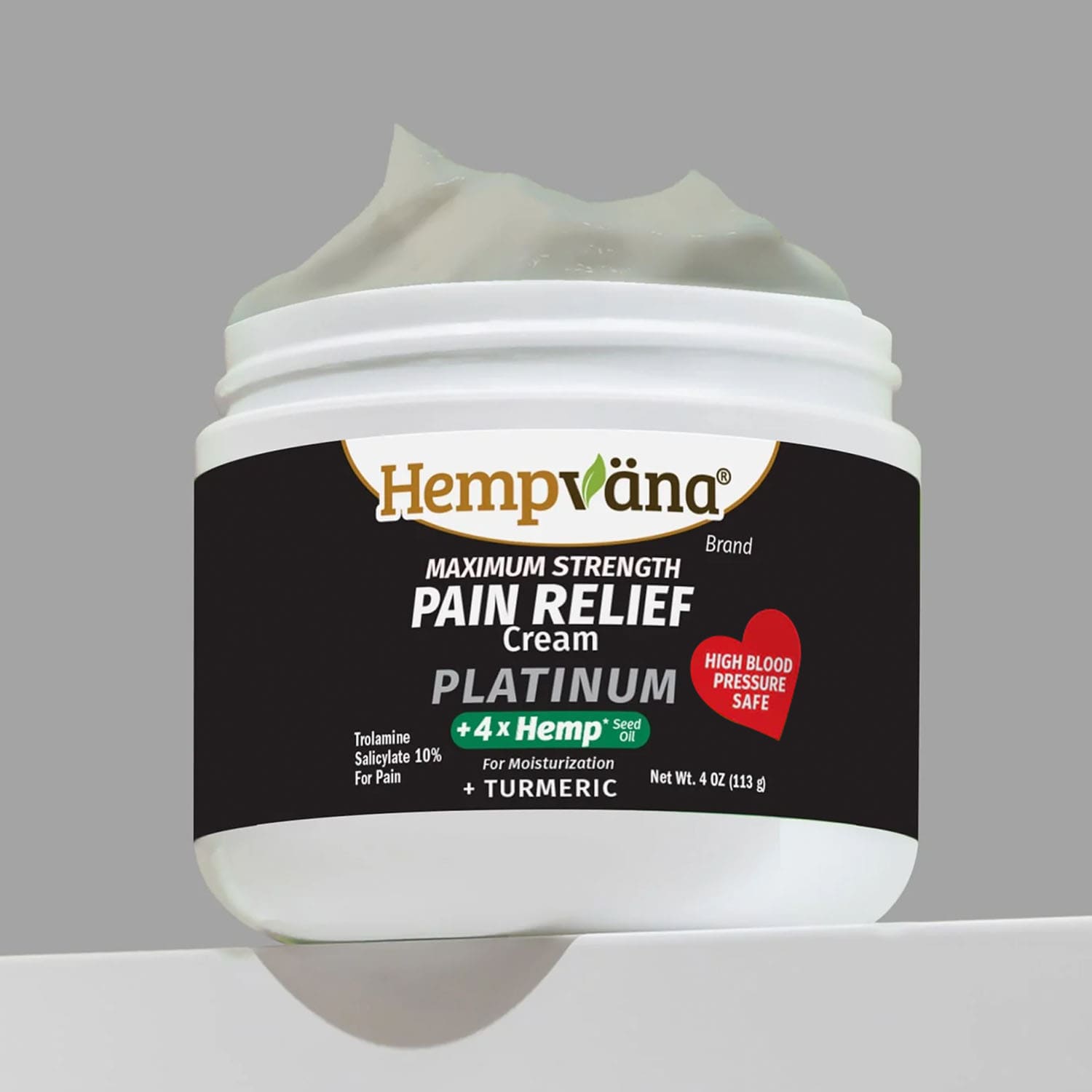 Aurenza Shop Platinum Pain Relief Cream jar with label, designed to soothe and reduce pain in targeted areas.