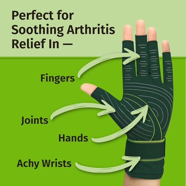 Green Aurenza Shop Pain Relief Gloves in size S, designed to ease hand pain with comfortable, breathable fabric.