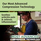 Green pain relief gloves from Aurenza Shop, showing the snug fit and soft fabric designed for hand pain relief.