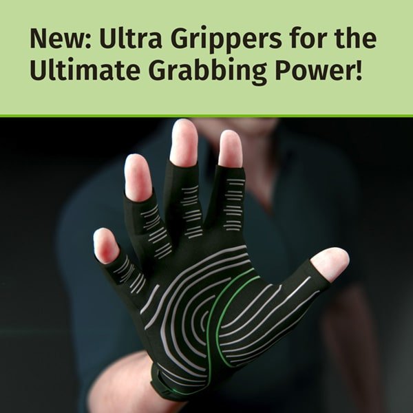 Green Aurenza Shop pain relief gloves for hand support and comfort, shown in a size small with a snug fit.