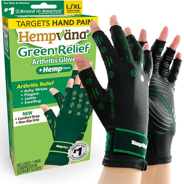 Green Aurenza Shop pain relief gloves, small size, designed to soothe hand discomfort and provide comfortable support.
