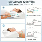 Grey butterfly-shaped memory foam neck pillow with armrests, designed for side and back sleepers for added comfort.