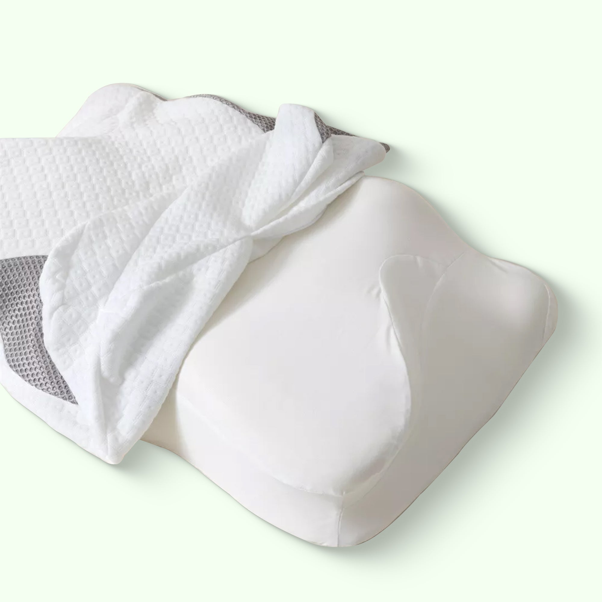 Grey pillowcase for butterfly-shaped memory foam neck pillow by Aurenza Shop, designed for comfort and support.