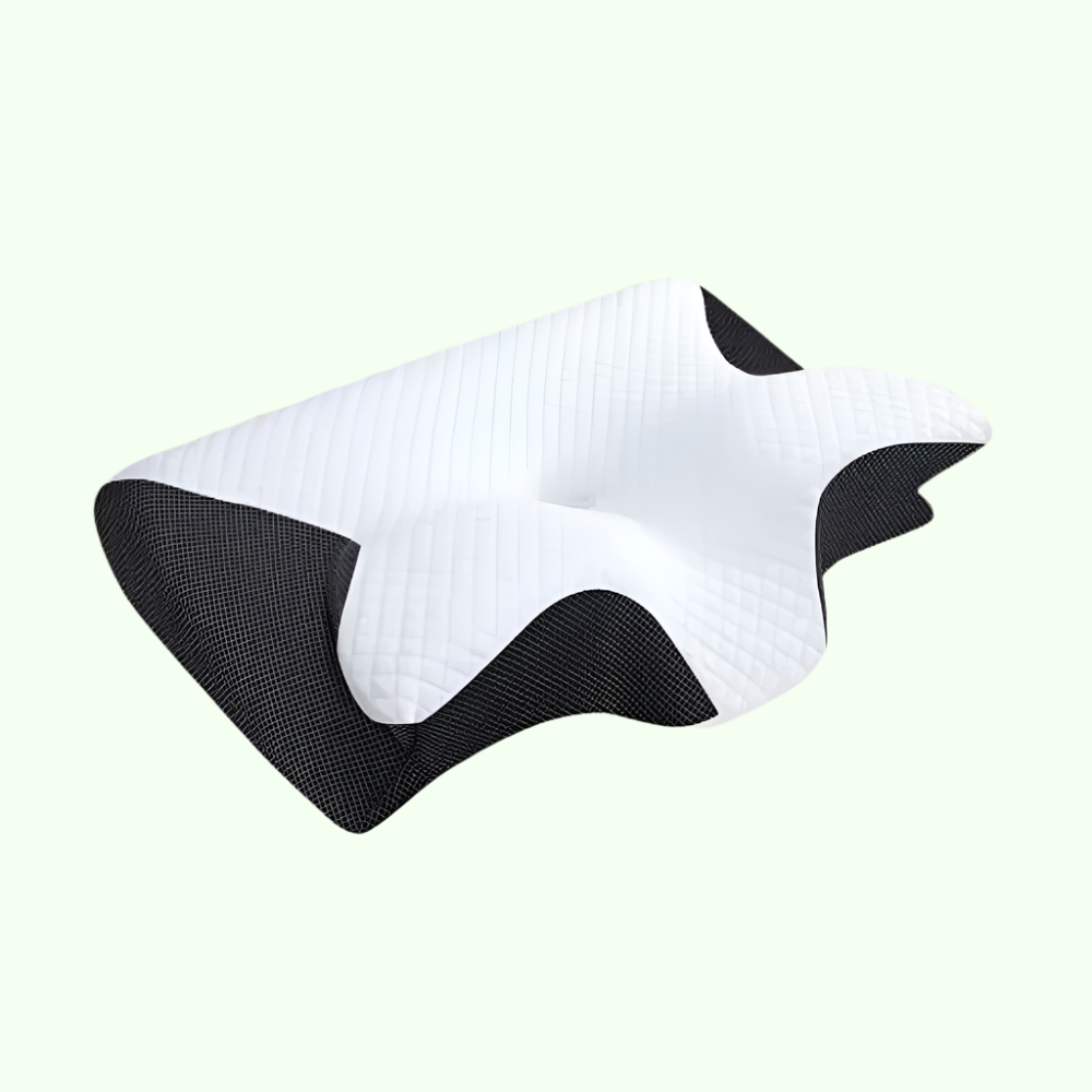 Grey pillowcase for butterfly-shaped memory foam neck pillow by Aurenza Shop, smooth fabric cover for added comfort.
