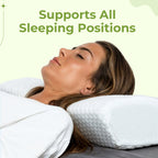 White cervical pillow by Aurenza Shop designed for neck support and relief from discomfort, with ergonomic shape for proper alignment.