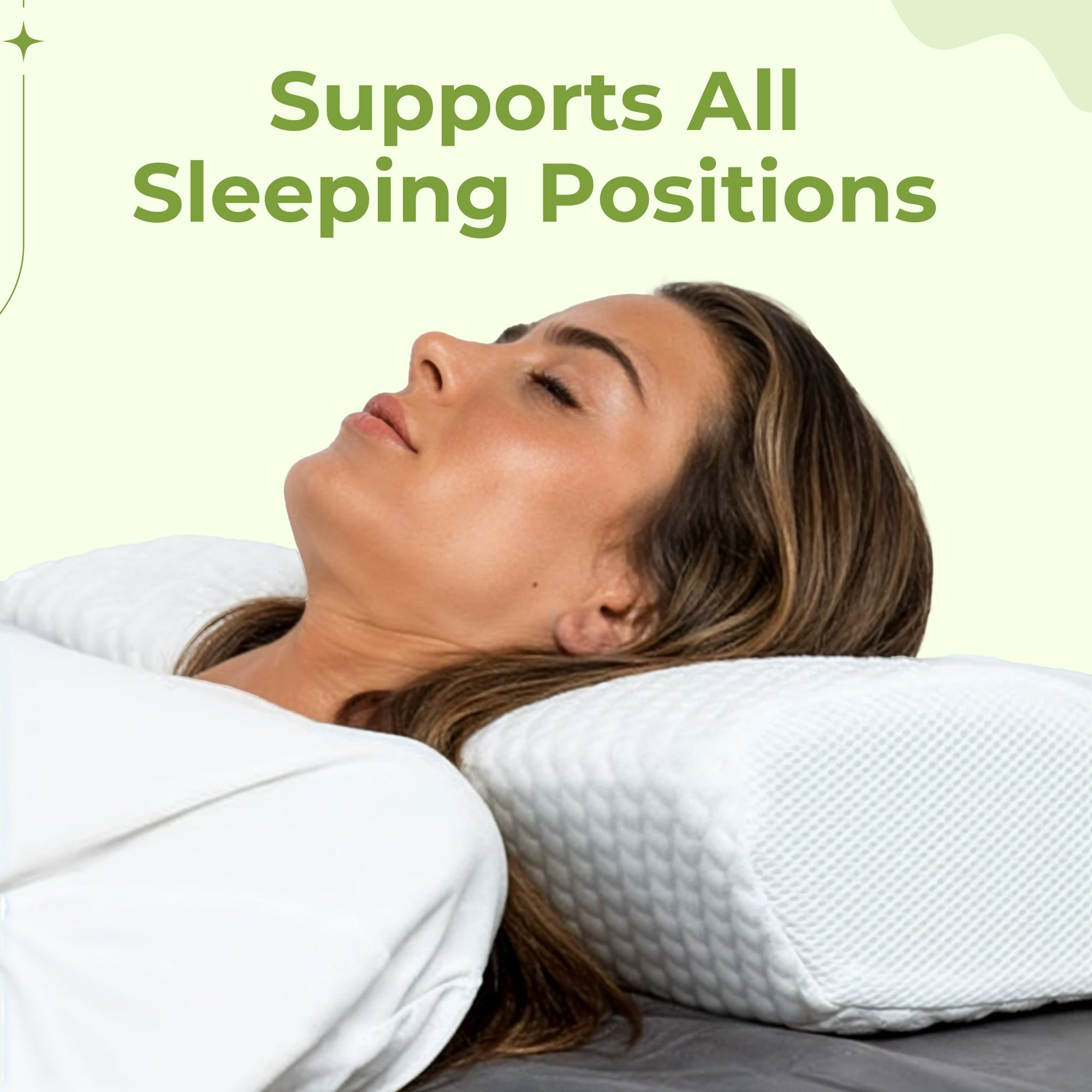 White cervical pillow by Aurenza Shop designed for neck support and relief from discomfort, with ergonomic shape for proper alignment.