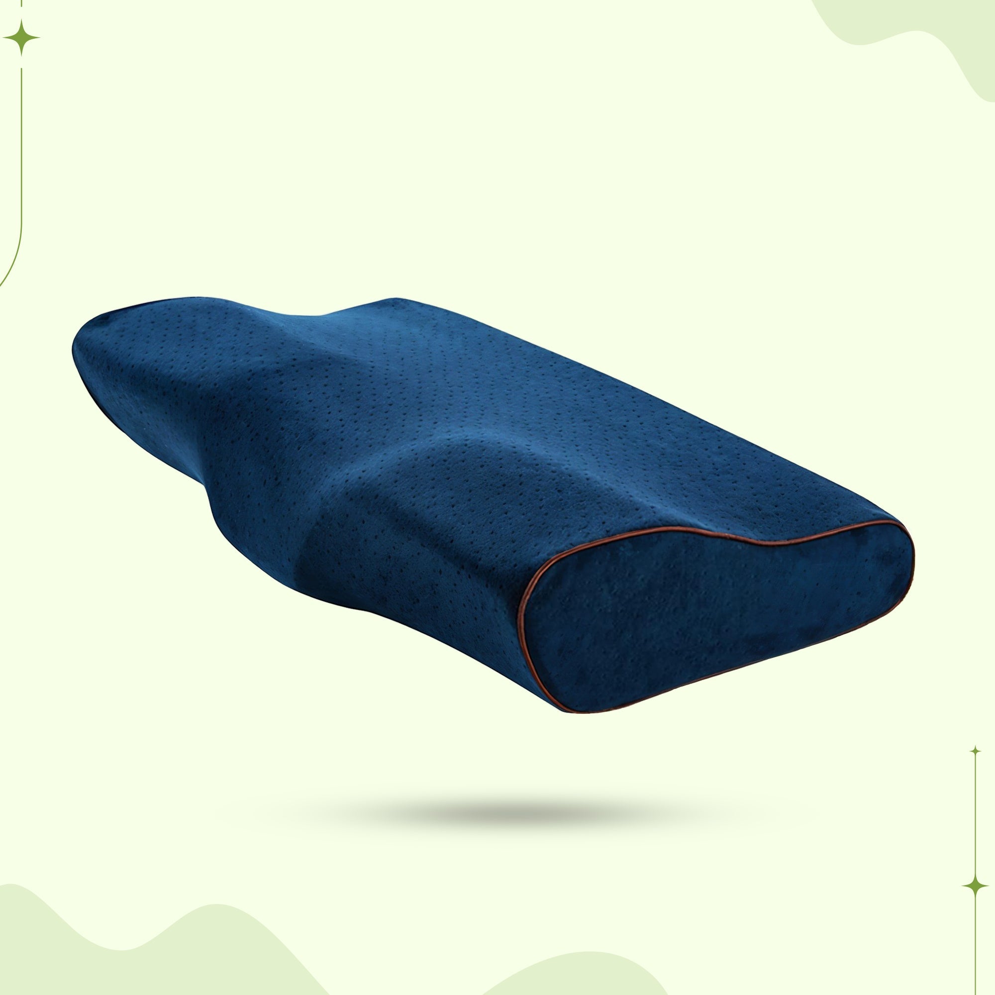 White cervical pillow by Aurenza Shop designed for neck support and relief from discomfort, with ergonomic shape for proper alignment.