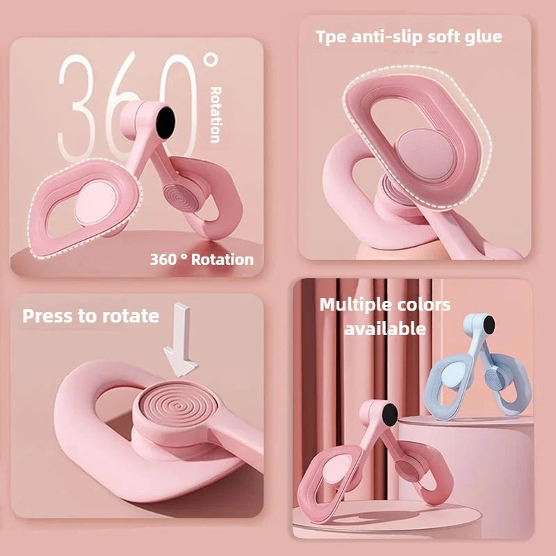 Pink non-slip pelvic floor trainer for thighs and legs, designed for postpartum recovery and strengthening pelvic muscles.
