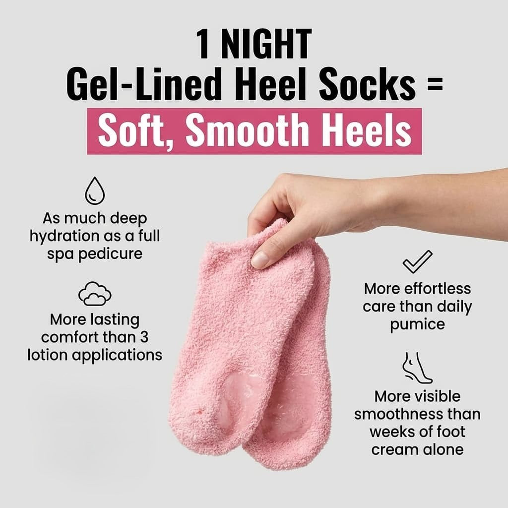 Pink gel moisturizing socks by Aurenza Shop for spa-soft, smooth heels, designed to hydrate and soften skin.
