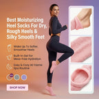Aurenza Shop pink gel moisturizing socks for spa-soft, smooth heels, featuring cozy, cushioned fabric for foot care.