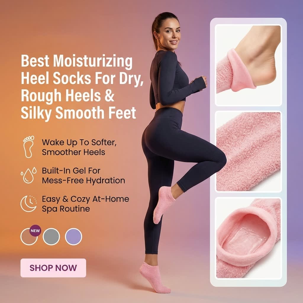 Aurenza Shop pink gel moisturizing socks for spa-soft, smooth heels, featuring cozy, cushioned fabric for foot care.