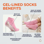 Aurenza Shop pink gel moisturizing socks for spa-soft, smooth heels, featuring a cozy, cushioned design for foot care.