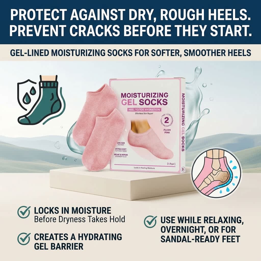Pink gel moisturizing socks by Aurenza Shop for spa-soft, smooth heels and comfortable foot care.