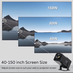 Aurenza Shop PortaView360 MAX Ultra HD portable projector displaying bright, clear images on a screen.