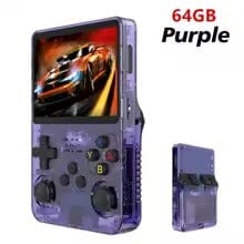 Aurenza Shop Retro Pro R36S handheld console with 3.5-inch IPS screen, 64GB storage, and preloaded retro games.