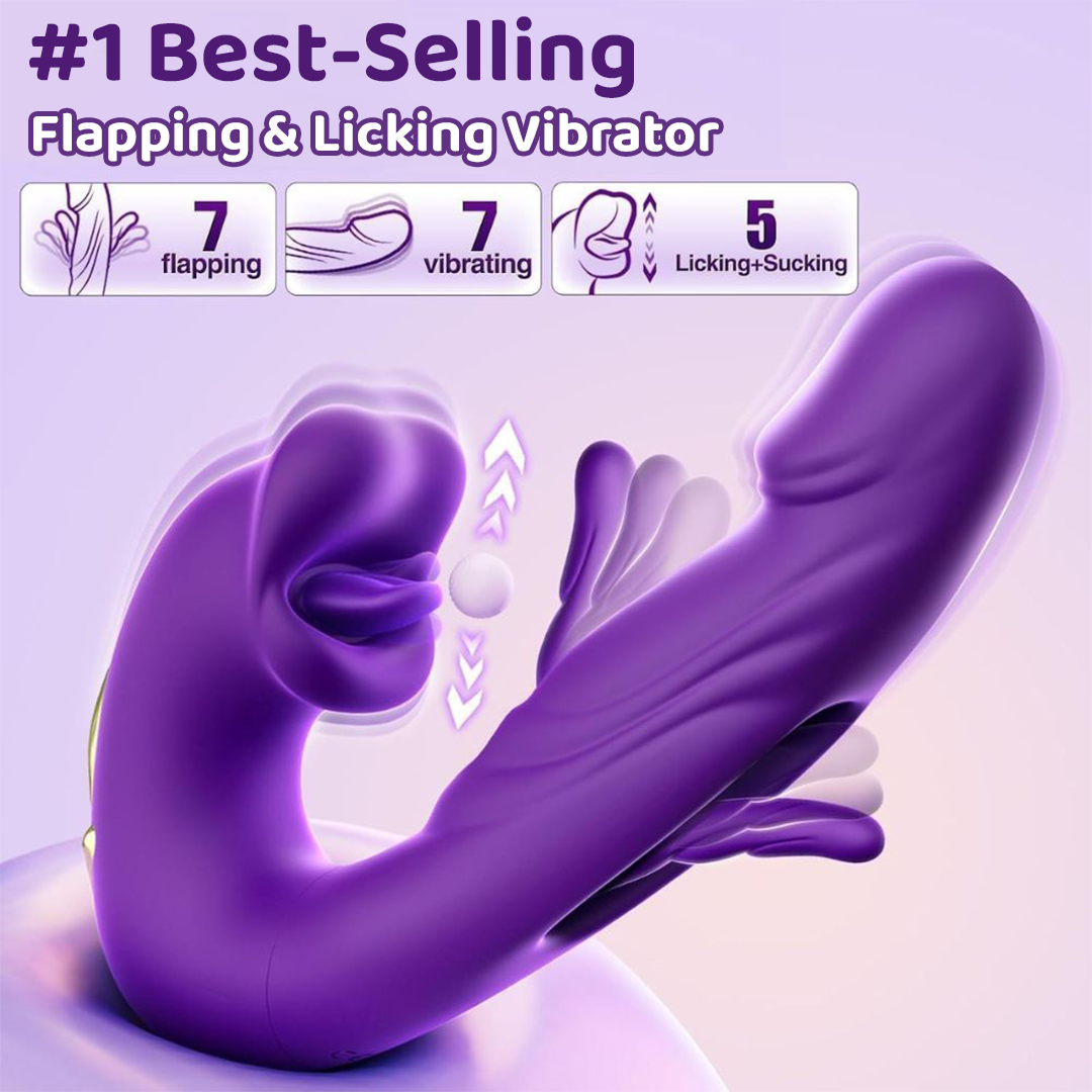 Purple Aurenza Luvora 2026 upgraded 4-in-1 flapping and licking vibrator, compact and versatile personal pleasure device.