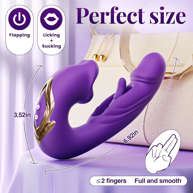 Purple Aurenza Shop Luvora 2026 upgraded 4-in-1 flapping and licking vibrator with multiple functions and sleek design.