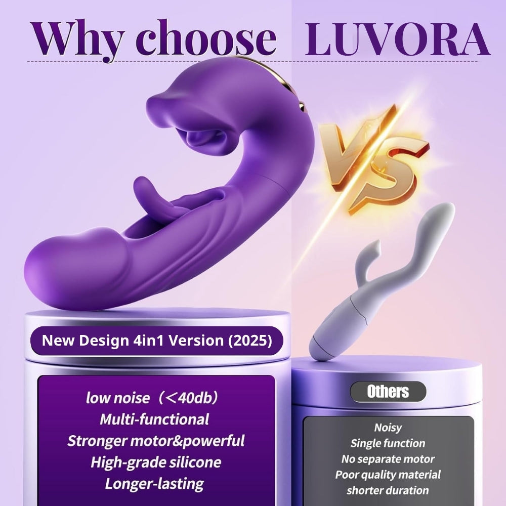 Purple Aurenza Shop Luvora 2026 upgraded 4-in-1 flapping and licking vibrator, designed for versatile pleasure.