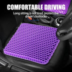 Purple Aurenza gel seat cushion with breathable honeycomb design for pressure relief and comfort in home, office, or car chairs.