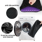 Purple gel seat cushion with breathable honeycomb design for pressure relief, suitable for home, office, wheelchair, and car use.