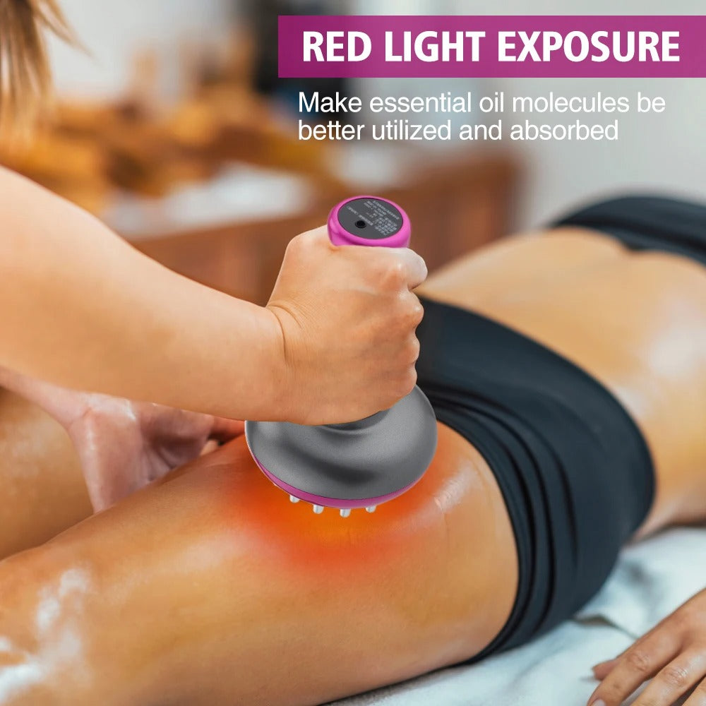 Red Aurenza Shop electric lymphatic drainage machine with control panel and tubing, used for lymphatic health and detoxification.