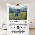 White Aurenza Shop custom music and photo blanket, 40x51 inches, featuring personalized designs on soft fabric.