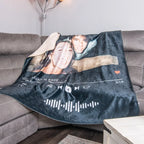 White custom music and photo blanket by Aurenza Shop, 40x51 inches, featuring personalized designs for cozy comfort and keepsake memories.