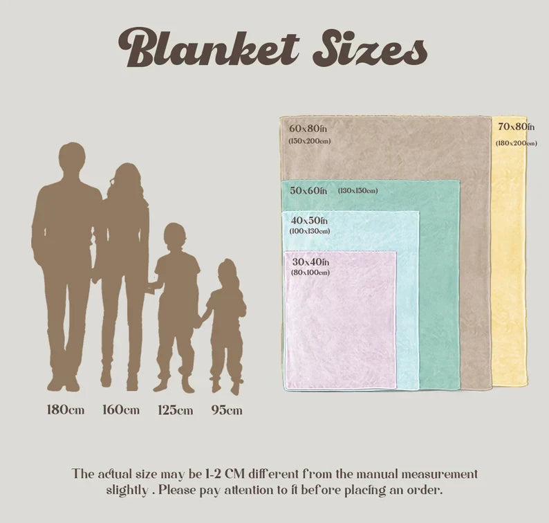 Aurenza Shop custom music and photo blanket in white, 40x51 inches, soft fabric with personalized musical and photo designs.