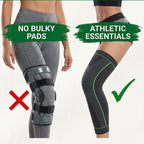Aurenza Shop non-slip compression knee sleeve for running and gym support, showing the black sleeve on a model's knee.