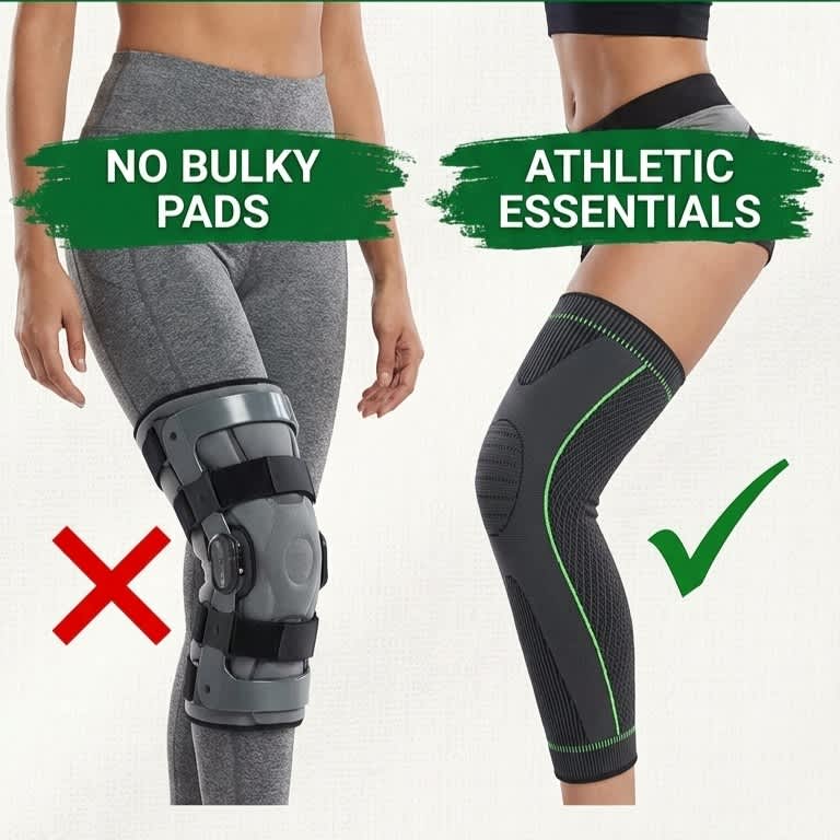 Aurenza Shop non-slip compression knee sleeve for running and gym support, showing the black sleeve on a model's knee.
