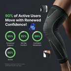 Aurenza Shop non-slip compression knee sleeve for running and gym support, shown on the knee with a snug fit and supportive design.