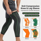 Aurenza Shop non-slip compression knee sleeve for running and gym support, shown on a person's knee during exercise.