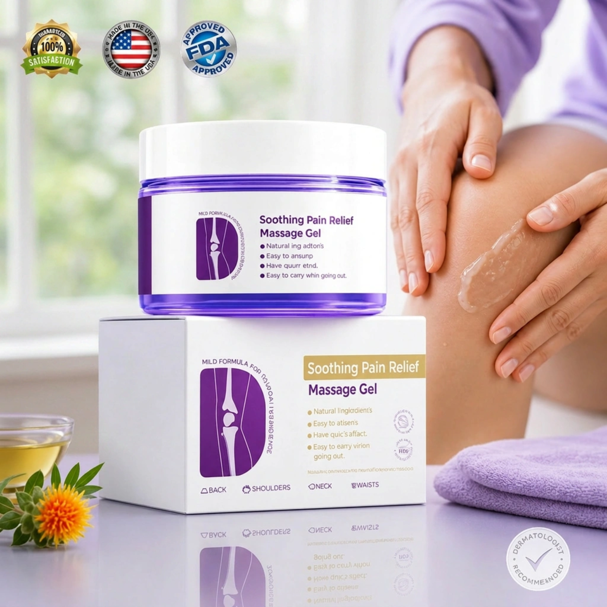 Aurenza Serelle Herbal Bone and Joint Relief Gel in a clear tube with green and white packaging, designed to soothe joint discomfort.