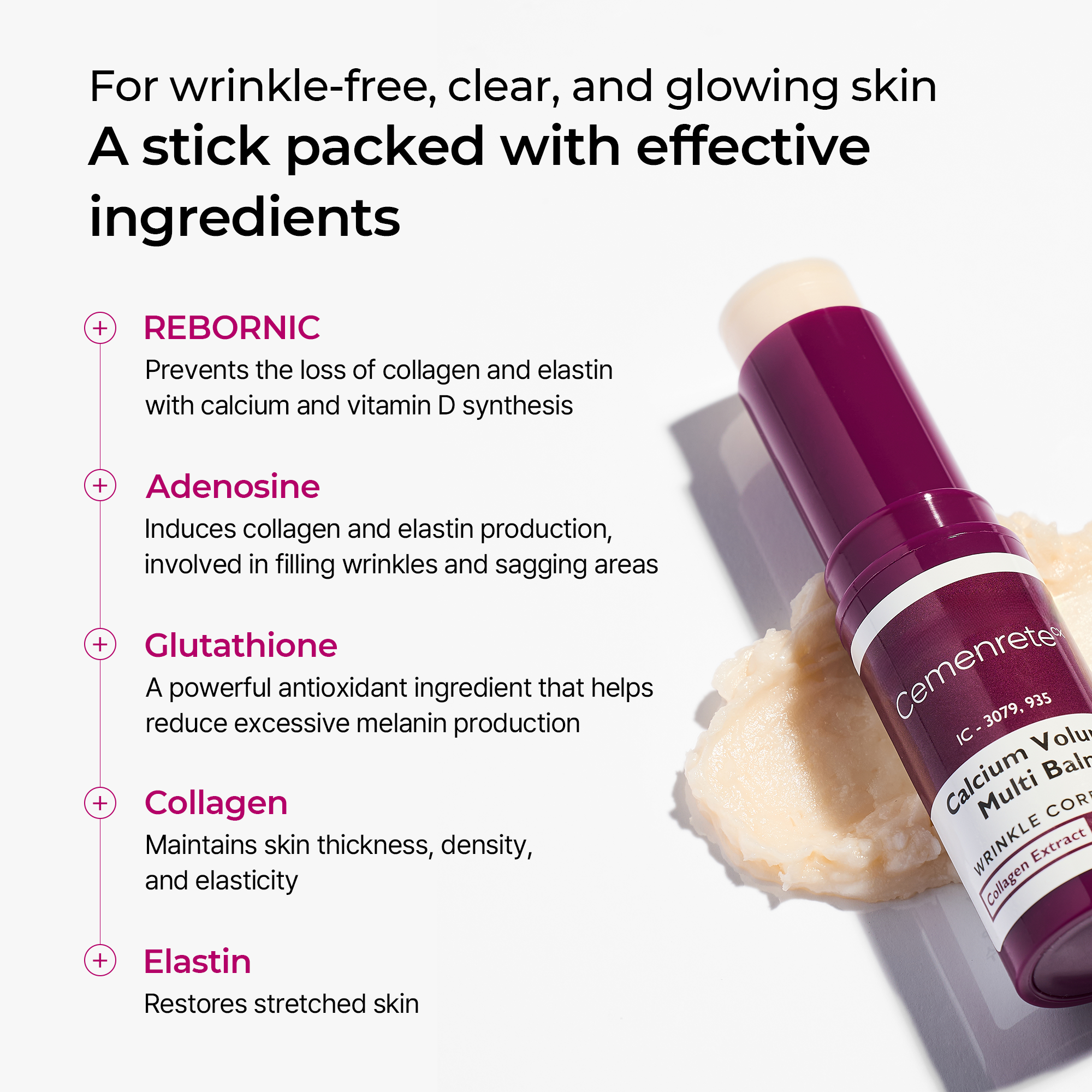 Aurenza Shop calcium multi balm nourishing skincare stick in a 9g tube, designed for smooth, hydrated skin.
