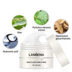 Aurenza Shop skincare nose plants pore strips for deep cleansing, with strips showing on a person's nose to remove impurities.