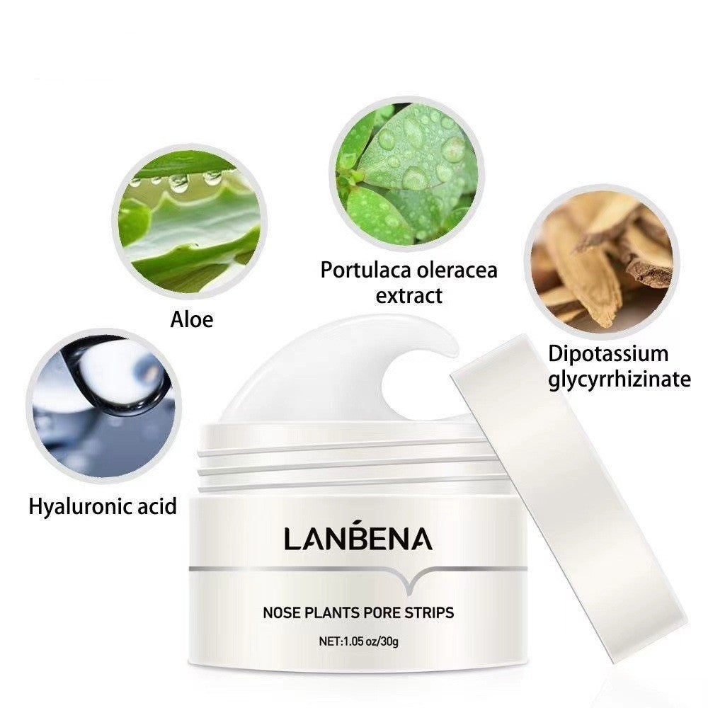 Aurenza Shop skincare nose plants pore strips for deep cleansing, with strips showing on a person's nose to remove impurities.