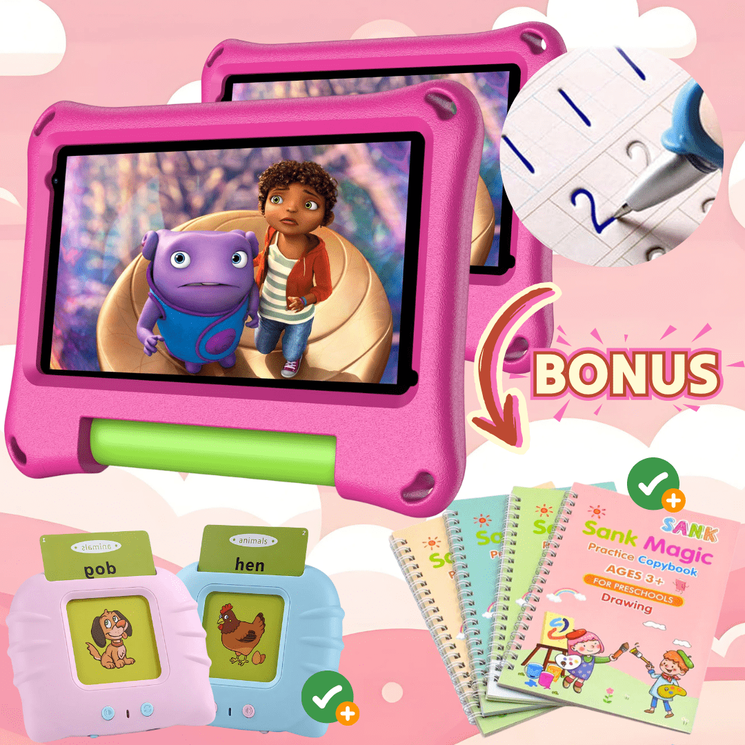 Sky blue TinyBuddy 2 Kids Educational Bundle by Aurenza Shop includes colorful learning toys and activities for children.
