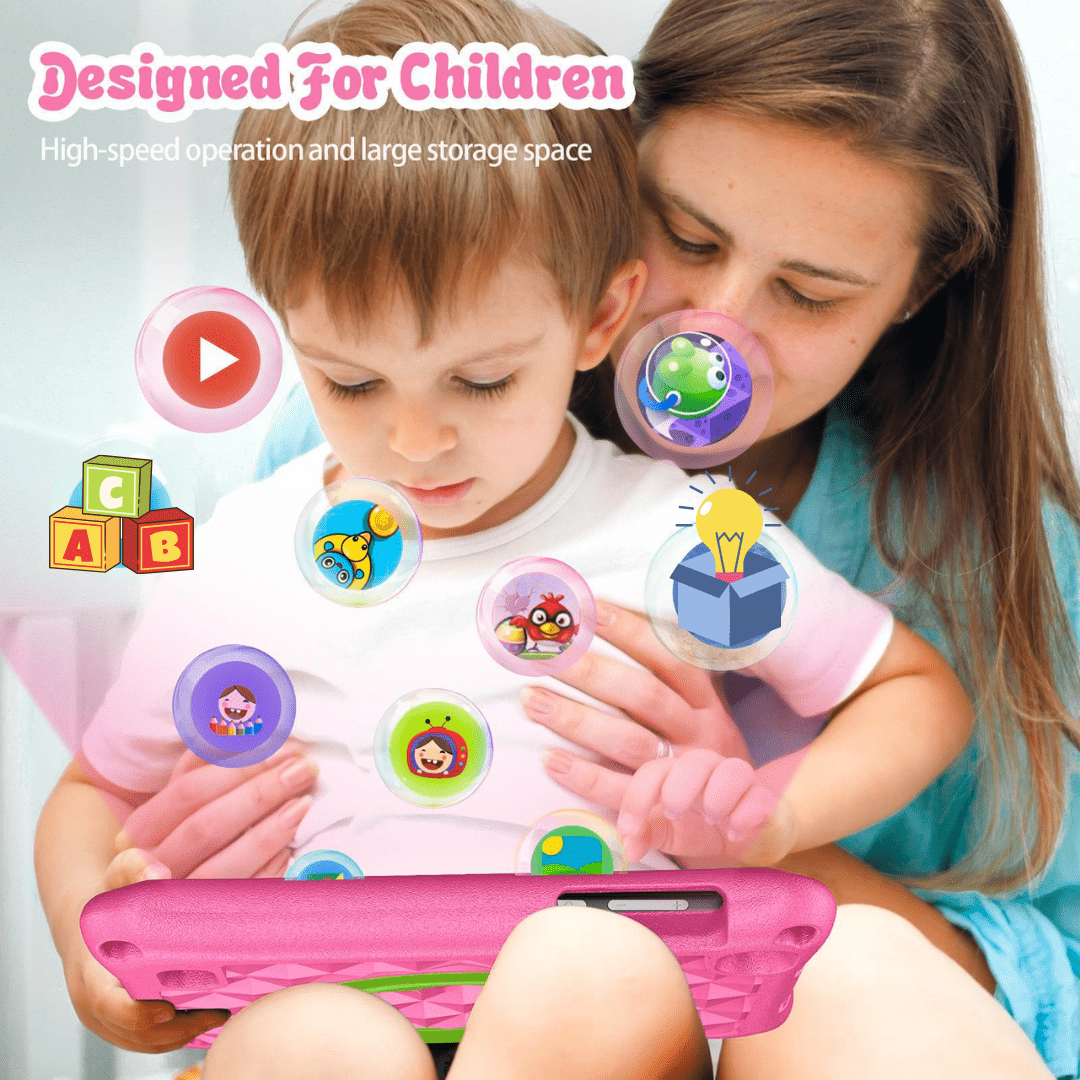 Sky blue TinyBuddy 2 kids educational bundle by Aurenza Shop, featuring colorful learning toys and activity components.