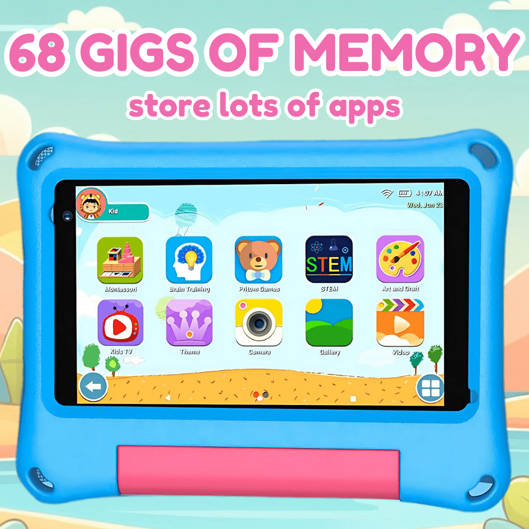 Sky blue TinyBuddy 2 kids educational bundle by Aurenza Shop, featuring colorful learning toys and activity materials.